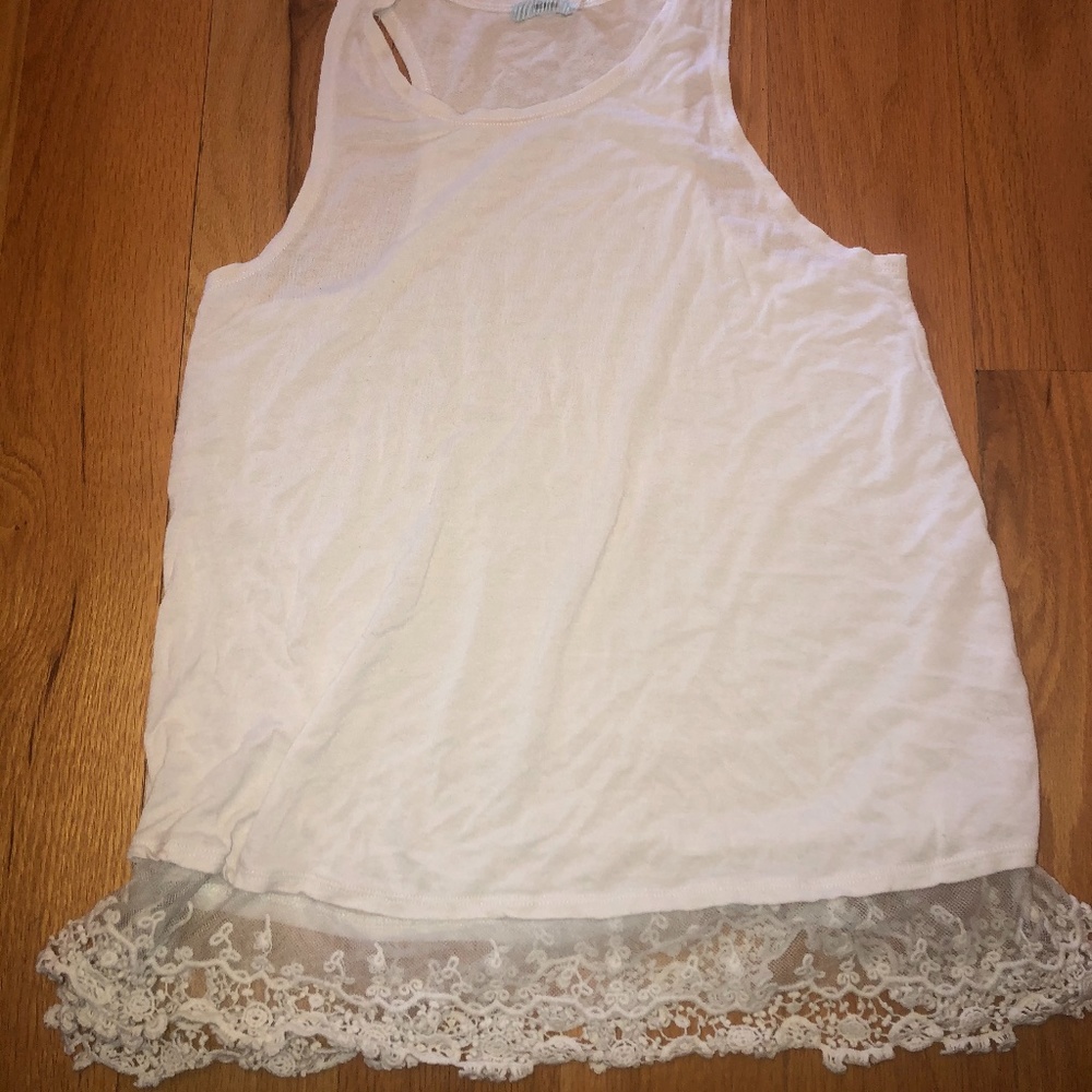 White Tank Top with Lace Bottom